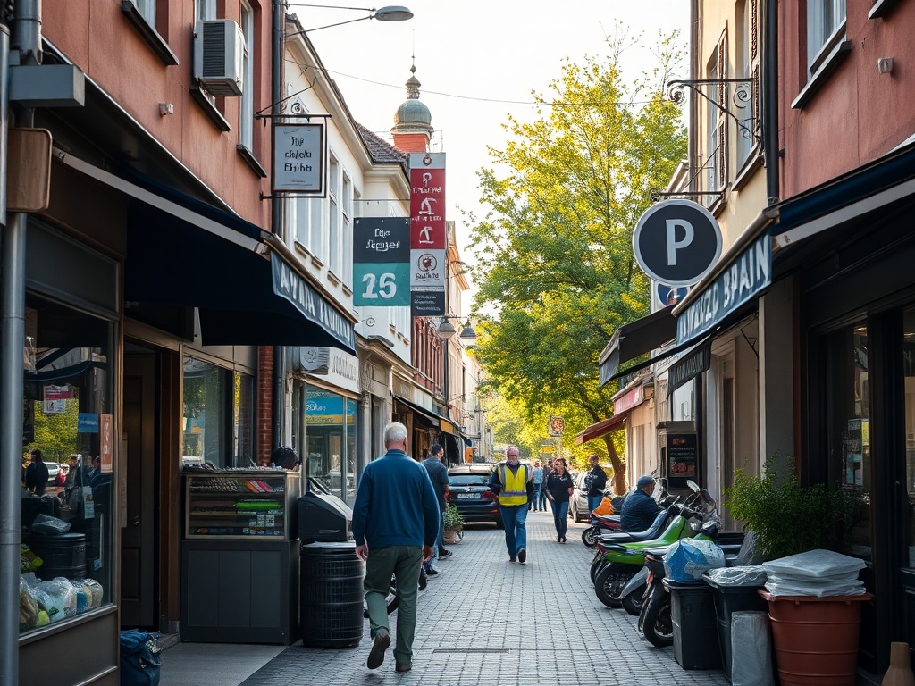 Symboliczna grafika przedstawiająca miasto Boguszów-Gorce i symbol "przodownicy pracy" jako metaforę rozwoju zawodowego.
