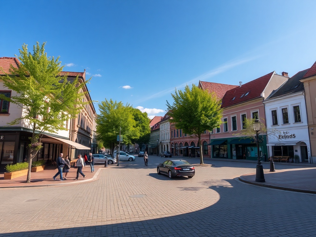 Widok na miasto Boguszów-Gorce z widoczną infrastrukturą miejską